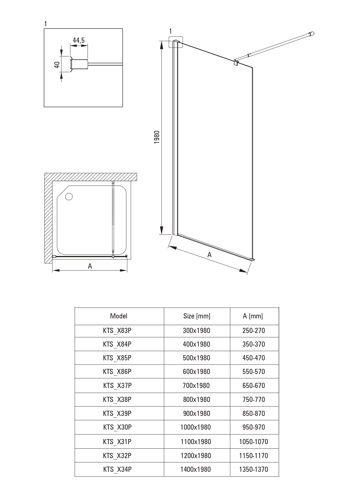 Kerria Plus KTS 030P Душевая стенка Walk-in 