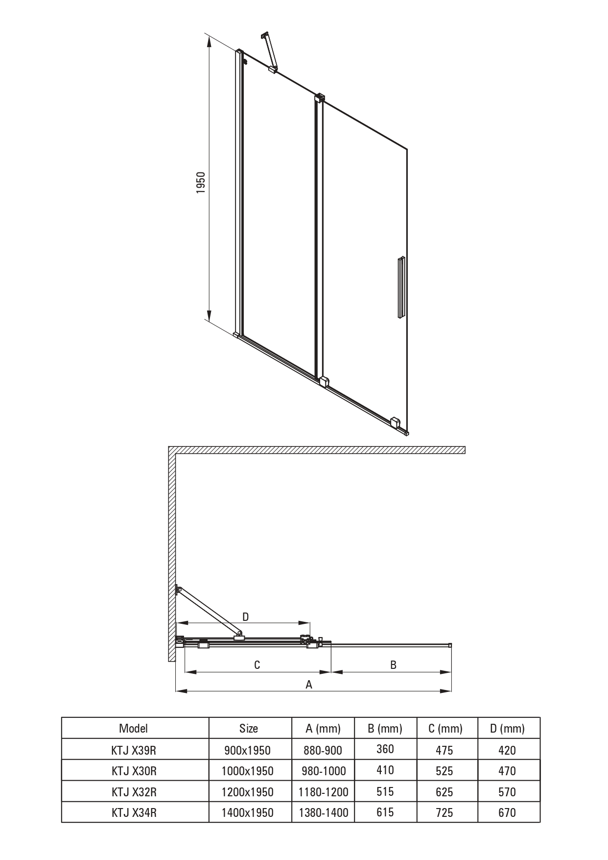 Prizma KTJ N30R Душевая стенка Walk-in 